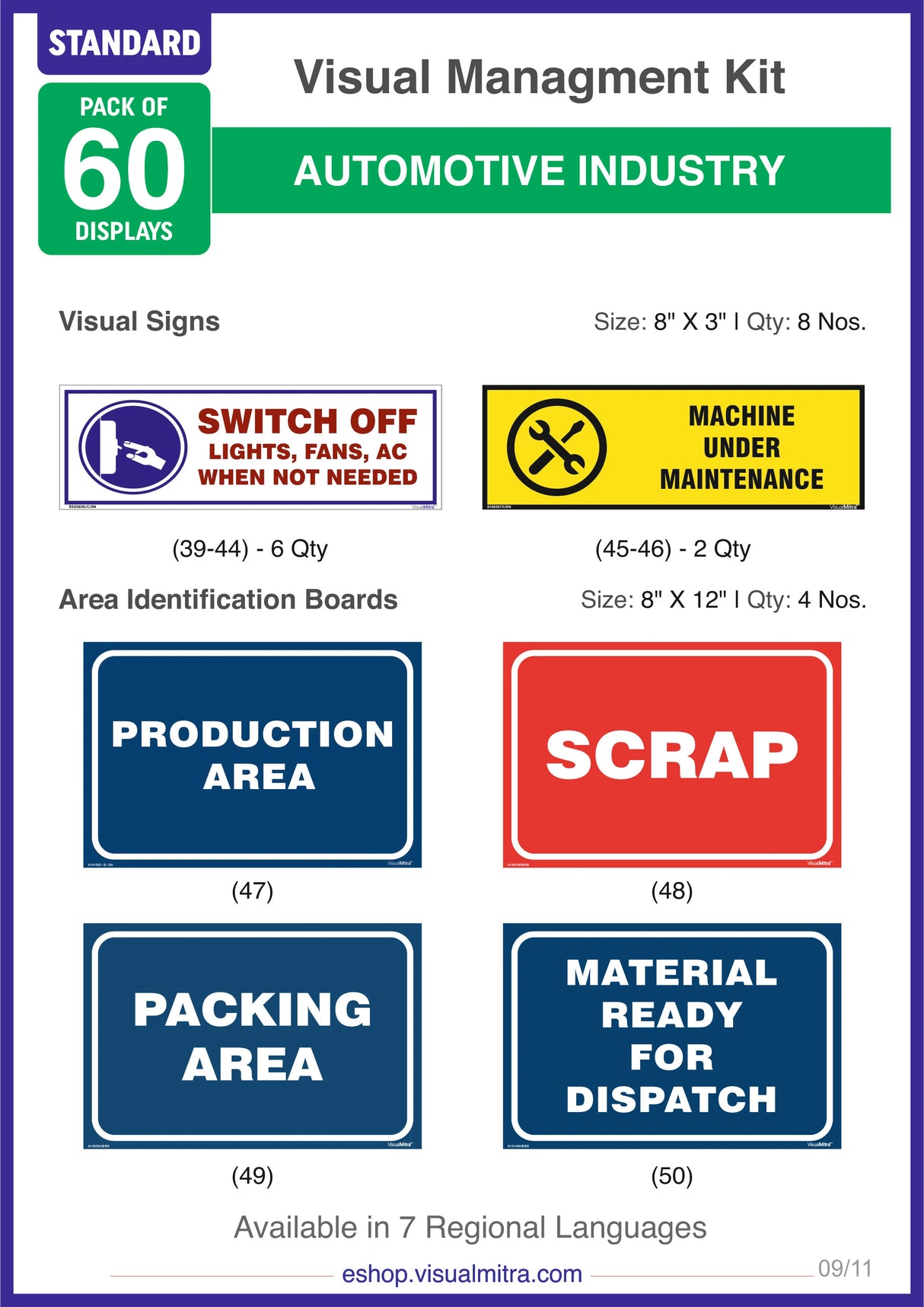 Standard Kit - Automotive Industry Visual Management Kit