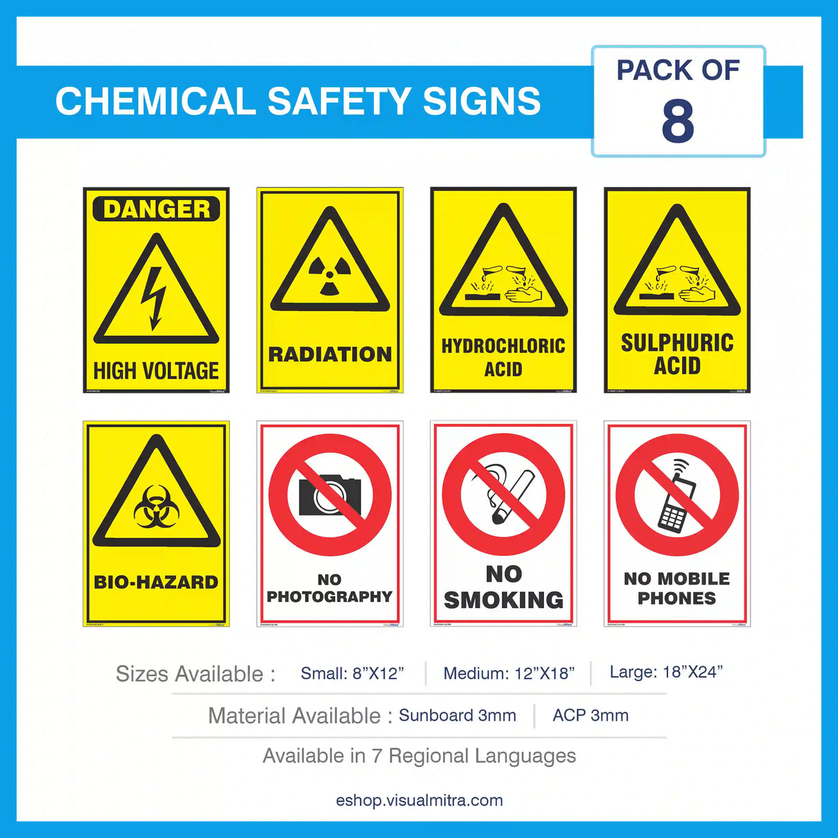 Chemical Safety Signs - Pack of 08