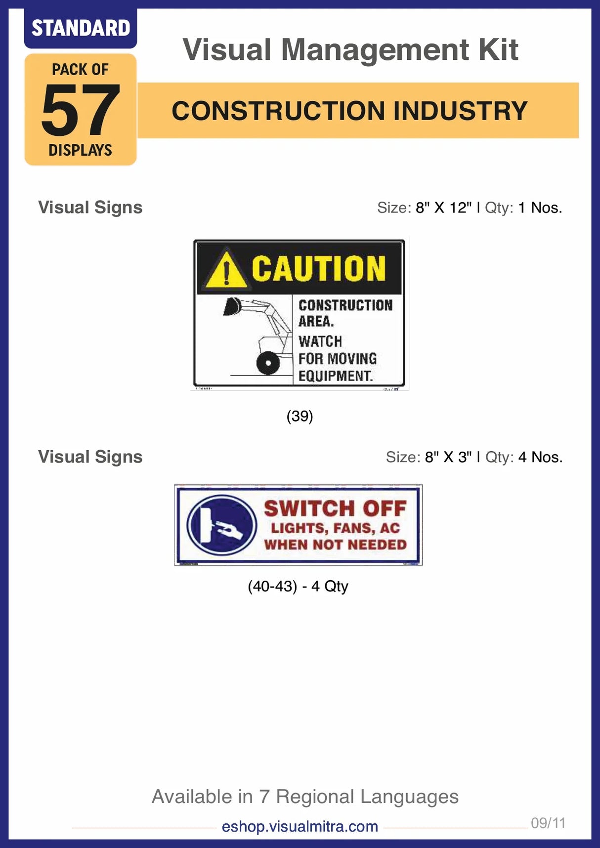 Standard Kit - Construction Industry Visual Management Kit