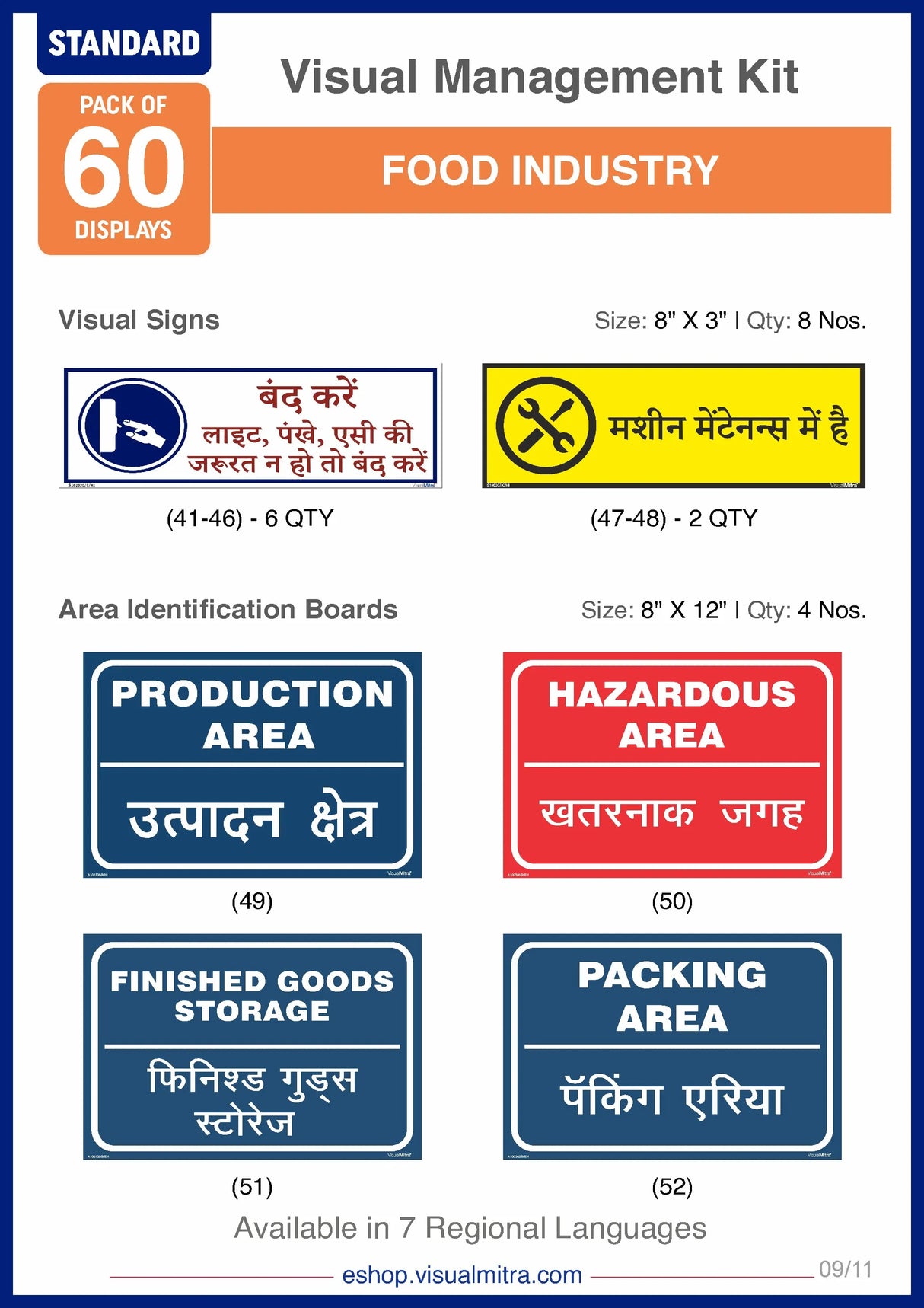 Standard Kit- Food Industry Visual Management Kit