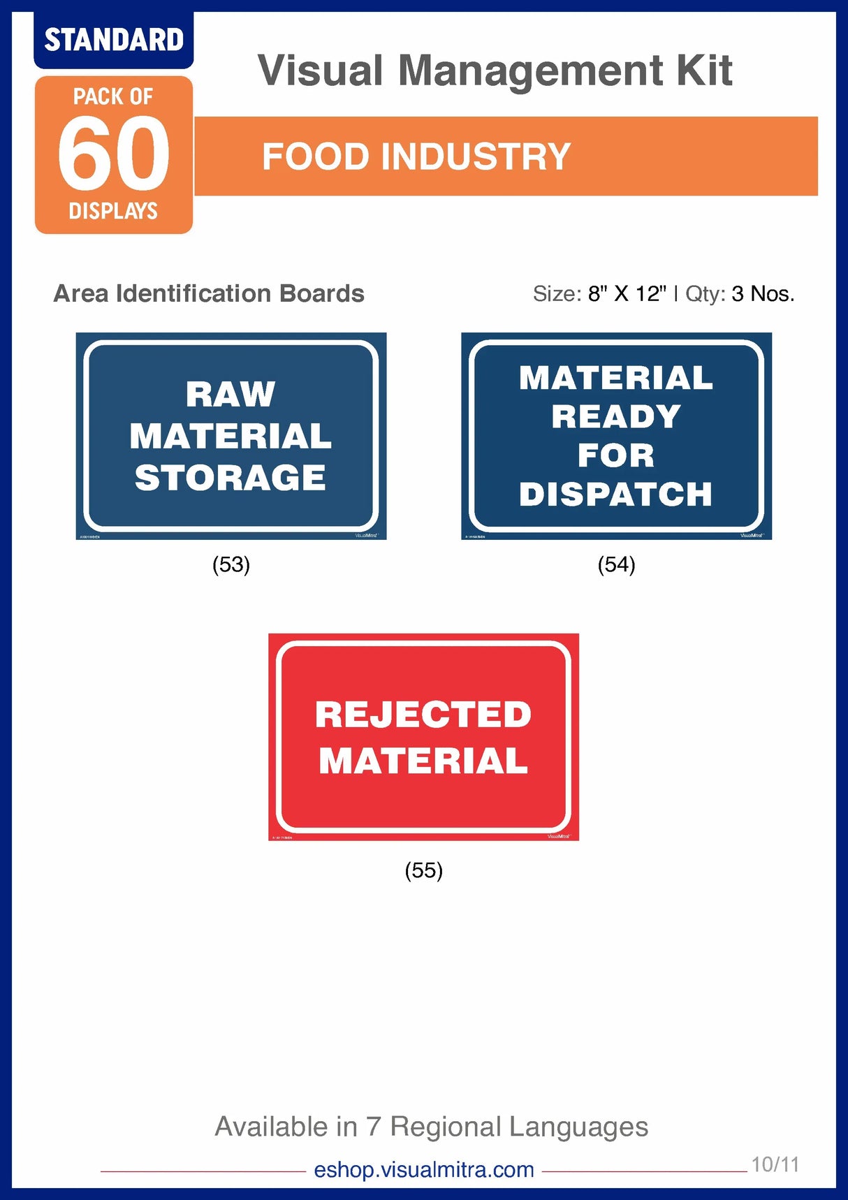 Standard Kit- Food Industry Visual Management Kit
