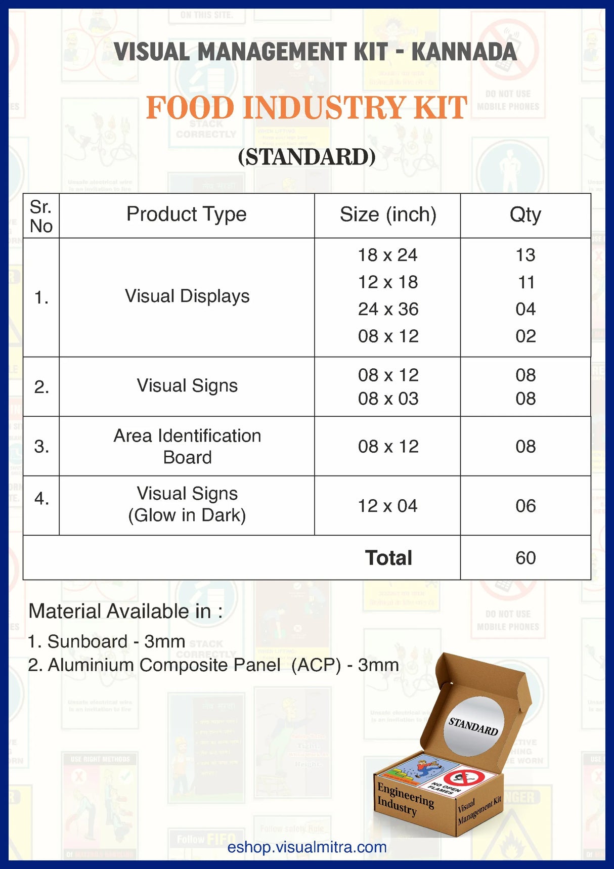 Standard Kit- Food Industry Visual Management Kit