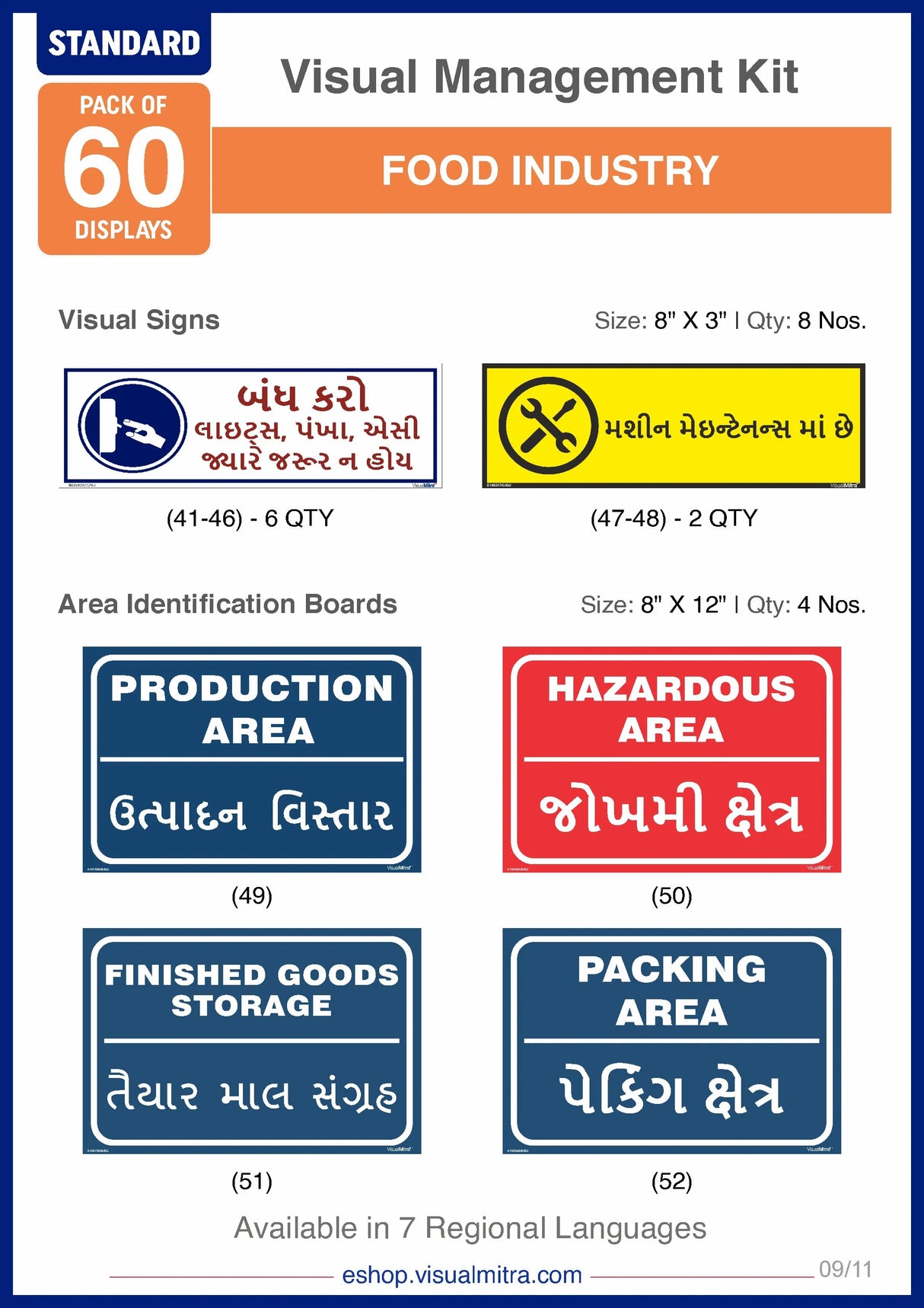 Standard Kit- Food Industry Visual Management Kit