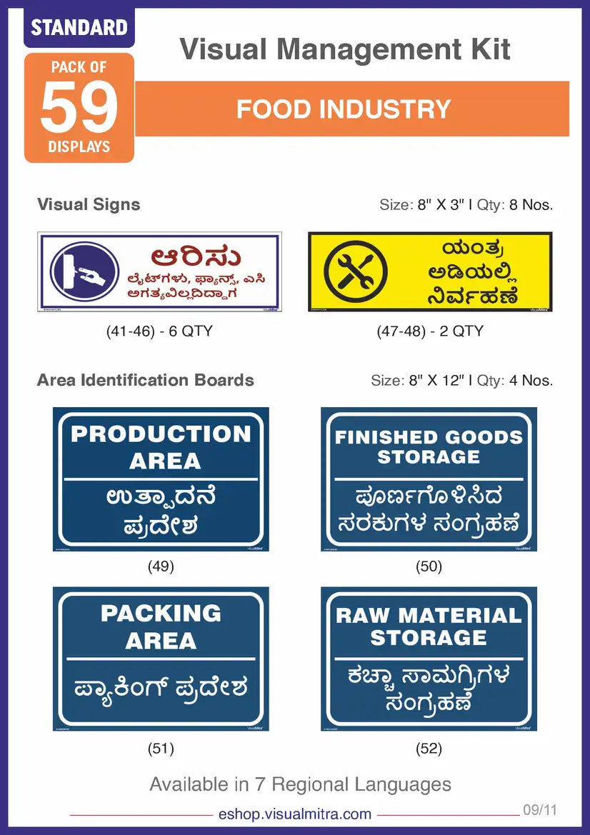 Standard Kit- Food Industry Visual Management Kit