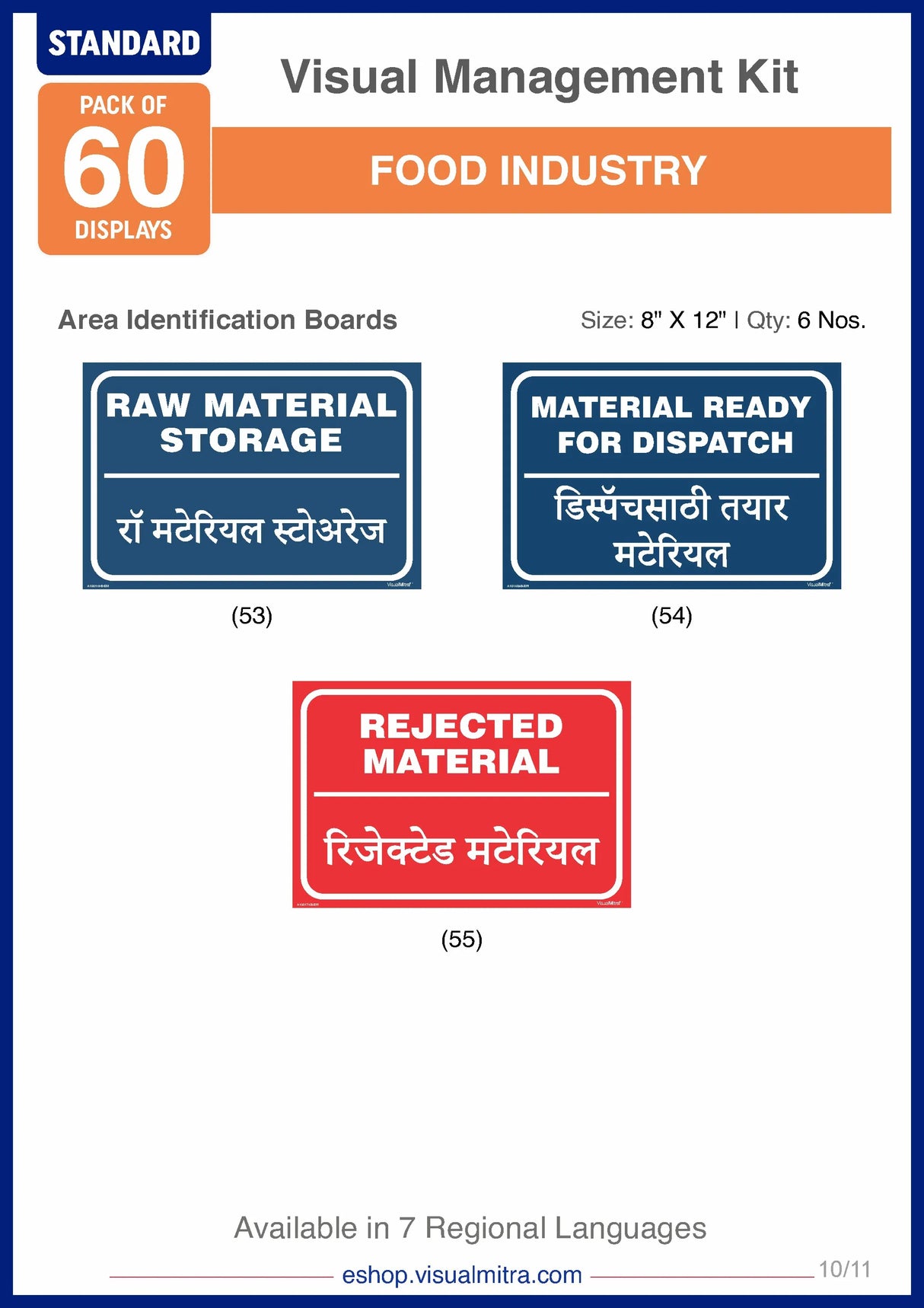Standard Kit- Food Industry Visual Management Kit