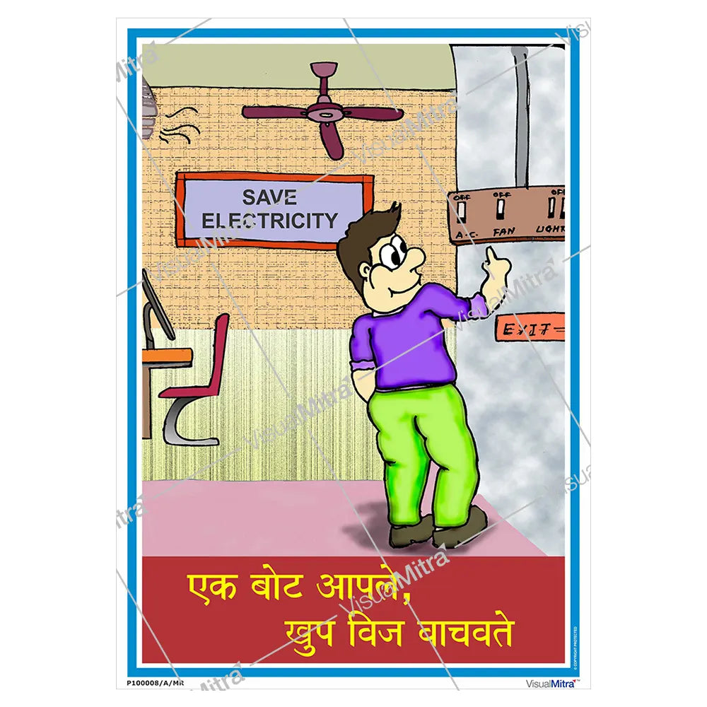One Finger Saves Electricity Poster