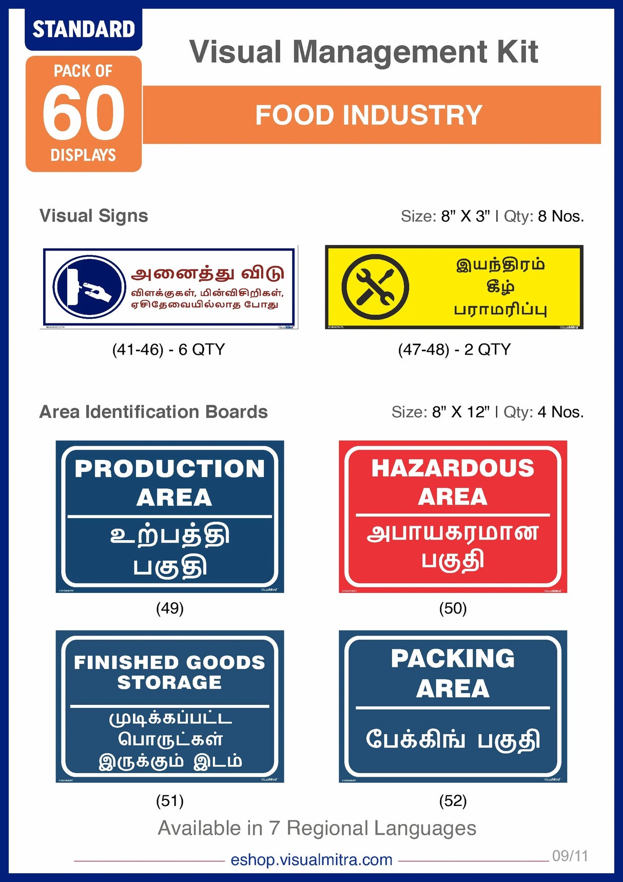 Standard Kit- Food Industry Visual Management Kit
