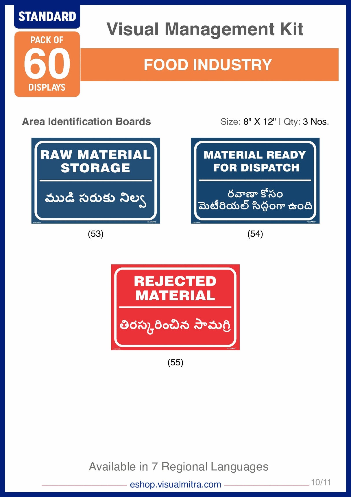 Standard Kit- Food Industry Visual Management Kit