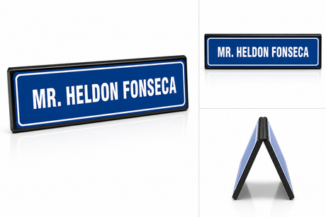 Table Top Acrylic (Black)  Name Plate with Sticker - Dualside.