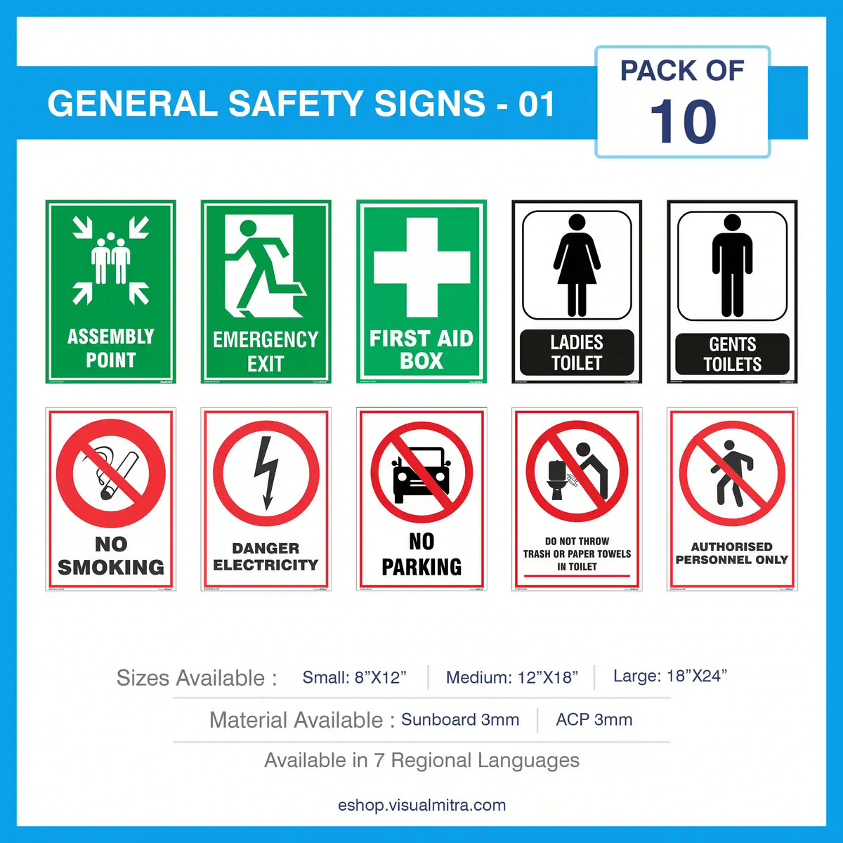 General Safety Signs – Pack of 10 | Essential Signs for Safety ...