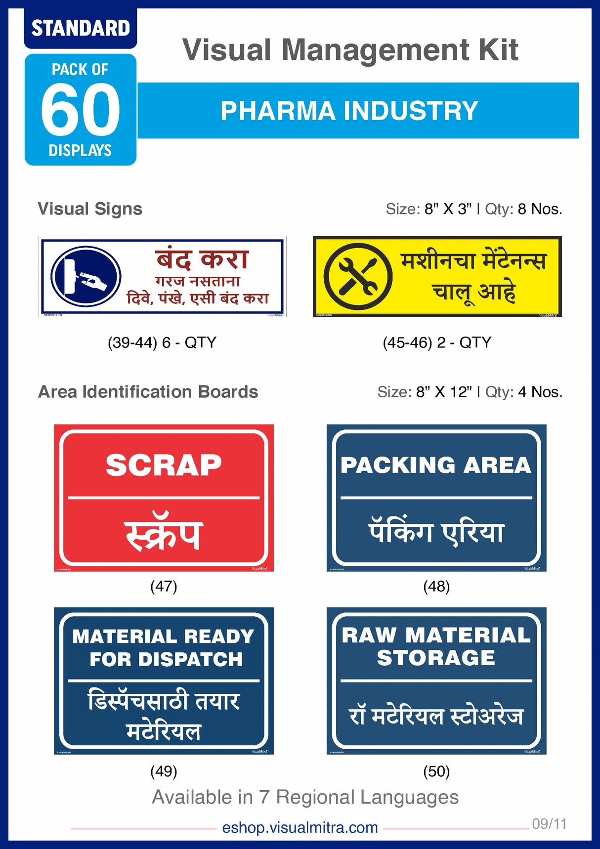 Standard Kit - Pharmaceutical Industry Visual Management Kit